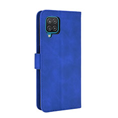 Leather Case Stands Flip Cover Holder L07Z for Samsung Galaxy M12 Blue