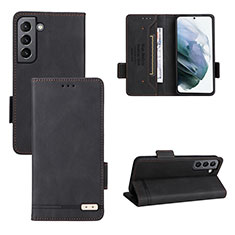 Leather Case Stands Flip Cover Holder L07Z for Samsung Galaxy S23 Plus 5G Black