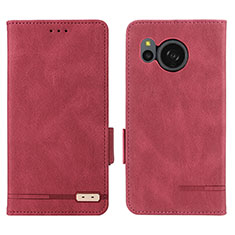 Leather Case Stands Flip Cover Holder L07Z for Sharp Aquos Sense8 Red