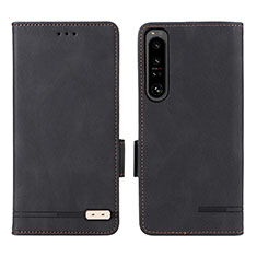 Leather Case Stands Flip Cover Holder L07Z for Sony Xperia 1 IV Black