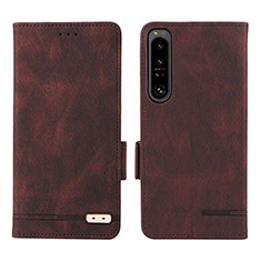 Leather Case Stands Flip Cover Holder L07Z for Sony Xperia 1 IV Brown