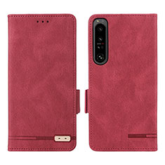 Leather Case Stands Flip Cover Holder L07Z for Sony Xperia 1 IV Red