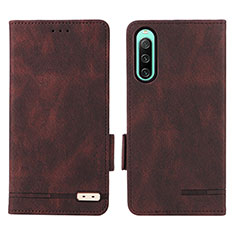 Leather Case Stands Flip Cover Holder L07Z for Sony Xperia 10 IV Brown