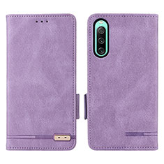 Leather Case Stands Flip Cover Holder L07Z for Sony Xperia 10 IV Purple