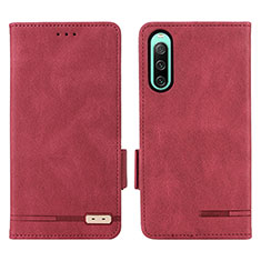 Leather Case Stands Flip Cover Holder L07Z for Sony Xperia 10 IV Red