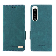 Leather Case Stands Flip Cover Holder L07Z for Sony Xperia 5 IV Green