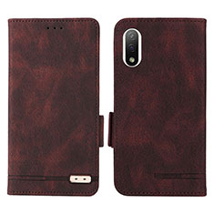 Leather Case Stands Flip Cover Holder L07Z for Sony Xperia Ace III Brown