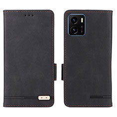 Leather Case Stands Flip Cover Holder L07Z for Vivo iQOO U5x Black