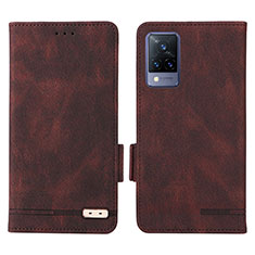 Leather Case Stands Flip Cover Holder L07Z for Vivo V21 5G Brown