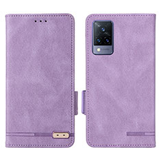 Leather Case Stands Flip Cover Holder L07Z for Vivo V21s 5G Purple