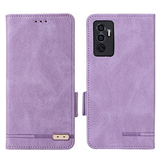 Leather Case Stands Flip Cover Holder L07Z for Vivo V23e Purple