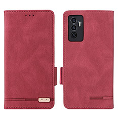 Leather Case Stands Flip Cover Holder L07Z for Vivo V23e Red