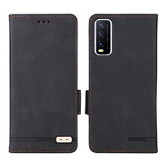 Leather Case Stands Flip Cover Holder L07Z for Vivo Y12A Black