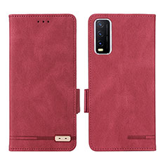 Leather Case Stands Flip Cover Holder L07Z for Vivo Y12A Red