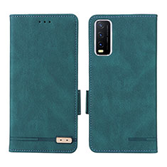 Leather Case Stands Flip Cover Holder L07Z for Vivo Y12G Green