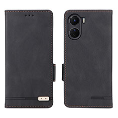 Leather Case Stands Flip Cover Holder L07Z for Vivo Y16 Black