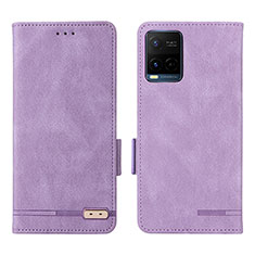 Leather Case Stands Flip Cover Holder L07Z for Vivo Y21 Purple