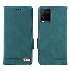 Leather Case Stands Flip Cover Holder L07Z for Vivo Y21e Green