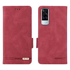 Leather Case Stands Flip Cover Holder L07Z for Vivo Y31 (2021) Red
