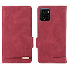 Leather Case Stands Flip Cover Holder L07Z for Vivo Y32t Red