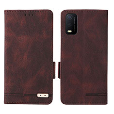 Leather Case Stands Flip Cover Holder L07Z for Vivo Y3s (2021) Brown