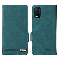 Leather Case Stands Flip Cover Holder L07Z for Vivo Y3s (2021) Green