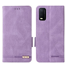 Leather Case Stands Flip Cover Holder L07Z for Vivo Y3s (2021) Purple