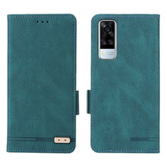 Leather Case Stands Flip Cover Holder L07Z for Vivo Y51 (2021) Green