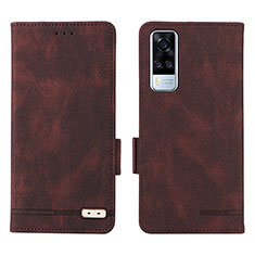 Leather Case Stands Flip Cover Holder L07Z for Vivo Y51A Brown