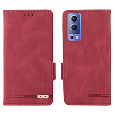 Leather Case Stands Flip Cover Holder L07Z for Vivo Y52 5G Red