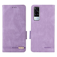 Leather Case Stands Flip Cover Holder L07Z for Vivo Y53s NFC Purple