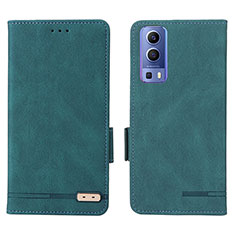 Leather Case Stands Flip Cover Holder L07Z for Vivo Y72 5G Green