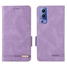 Leather Case Stands Flip Cover Holder L07Z for Vivo Y72 5G Purple