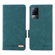 Leather Case Stands Flip Cover Holder L07Z for Vivo Y73 (2021) Green