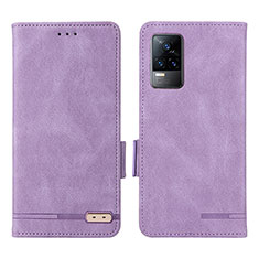 Leather Case Stands Flip Cover Holder L07Z for Vivo Y73 (2021) Purple