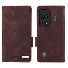 Leather Case Stands Flip Cover Holder L07Z for Xiaomi Black Shark 5 5G Brown