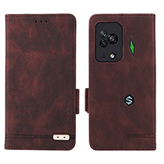 Leather Case Stands Flip Cover Holder L07Z for Xiaomi Black Shark 5 Pro 5G Brown