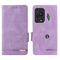 Leather Case Stands Flip Cover Holder L07Z for Xiaomi Black Shark 5 Pro 5G Purple