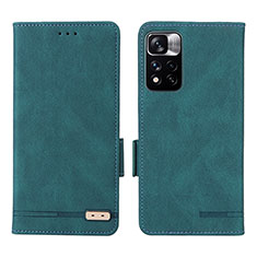 Leather Case Stands Flip Cover Holder L07Z for Xiaomi Mi 11i 5G (2022) Green