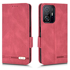 Leather Case Stands Flip Cover Holder L07Z for Xiaomi Mi 11T 5G Red