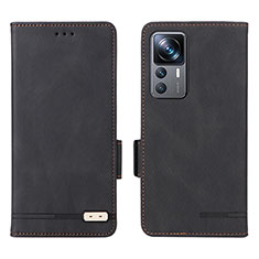 Leather Case Stands Flip Cover Holder L07Z for Xiaomi Mi 12T 5G Black