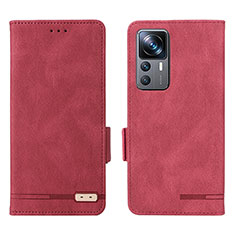 Leather Case Stands Flip Cover Holder L07Z for Xiaomi Mi 12T 5G Red