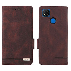 Leather Case Stands Flip Cover Holder L07Z for Xiaomi POCO C3 Brown