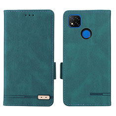 Leather Case Stands Flip Cover Holder L07Z for Xiaomi POCO C3 Green