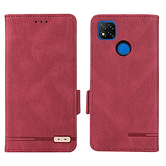 Leather Case Stands Flip Cover Holder L07Z for Xiaomi POCO C31 Red