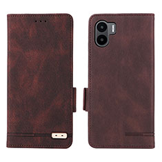 Leather Case Stands Flip Cover Holder L07Z for Xiaomi Poco C51 Brown