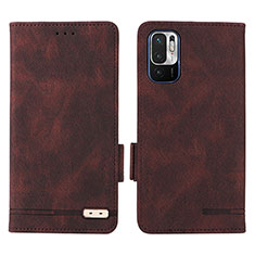 Leather Case Stands Flip Cover Holder L07Z for Xiaomi POCO M3 Pro 5G Brown