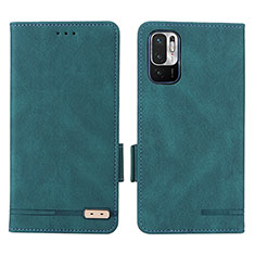 Leather Case Stands Flip Cover Holder L07Z for Xiaomi POCO M3 Pro 5G Green