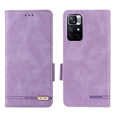 Leather Case Stands Flip Cover Holder L07Z for Xiaomi Poco M4 Pro 5G Purple