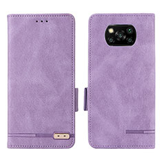 Leather Case Stands Flip Cover Holder L07Z for Xiaomi Poco X3 Pro Purple